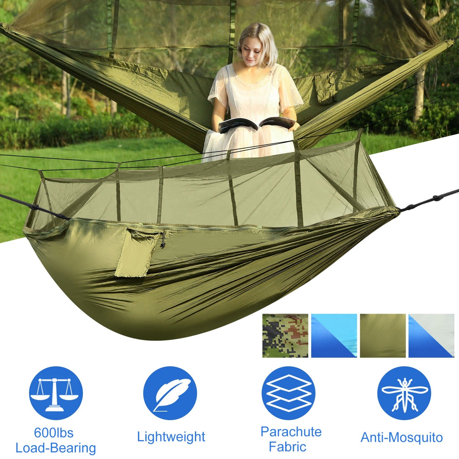 Camping Hammock, Portable Double Hammock with Net